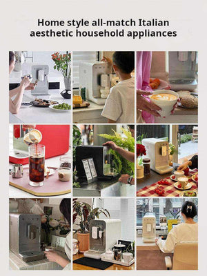 SMEG BCC02 automatic espresso machine with steam wand on kitchen counter