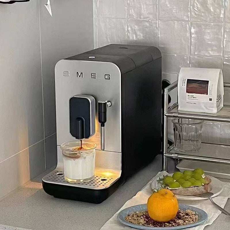 SMEG automatic coffee machine that grinds and brews in one body
