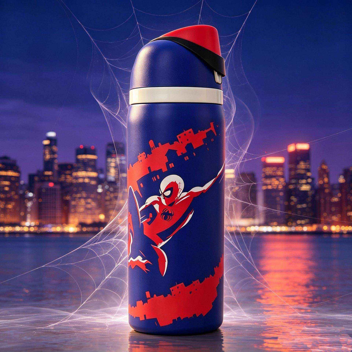 Spider-Man insulated stainless steel water bottle with flip lid
