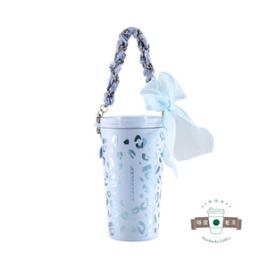 Starbucks Coffee 2026 leopard print insulated ceramic water cup with stainless steel straw