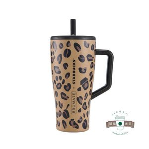 Starbucks Coffee 2026 leopard print insulated glass cup with straw