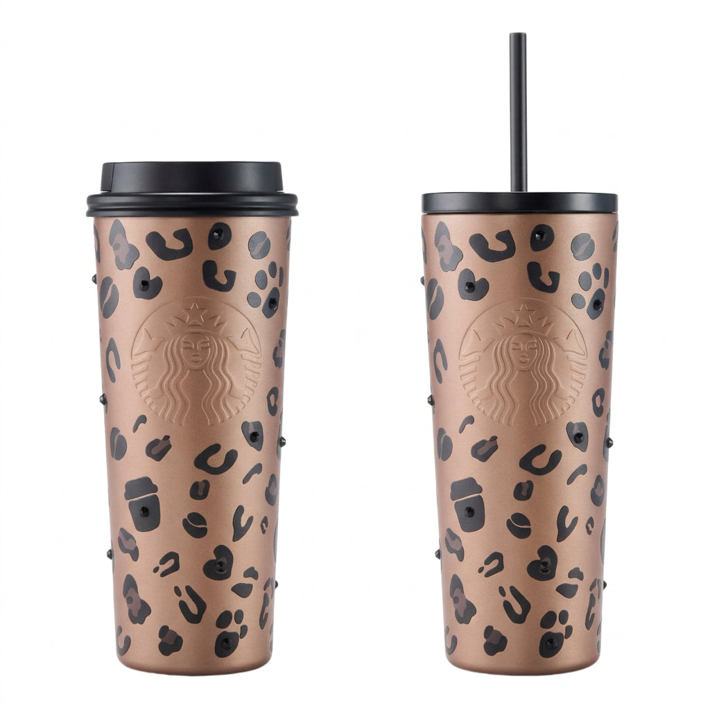 Starbucks Coffee 2026 leopard print insulated glass water cup