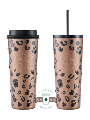 Starbucks Coffee 2026 leopard print insulated glass water cup