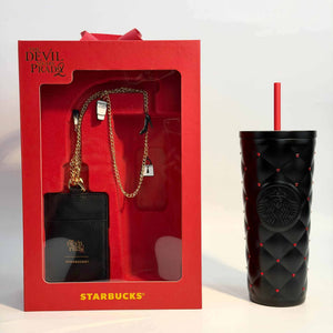 Starbucks Cup 2026 Prada Queen collaboration with heart-shaped diamond stainless steel straw