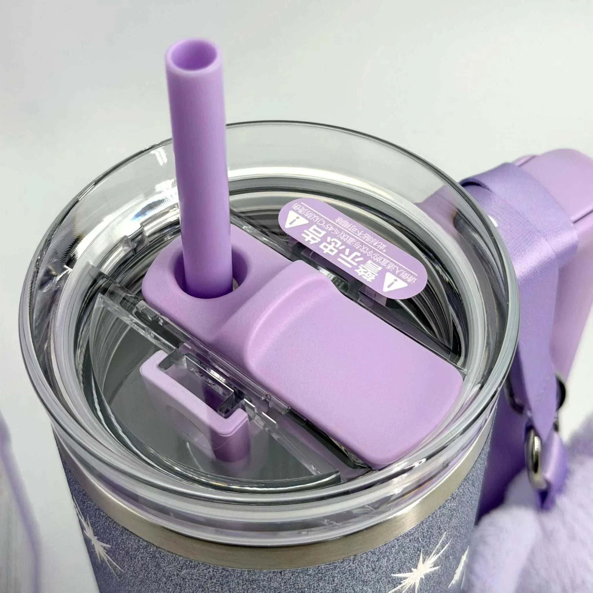 Starbucks Cup 2026 purple night galaxy stainless steel straw cup with bear pendant