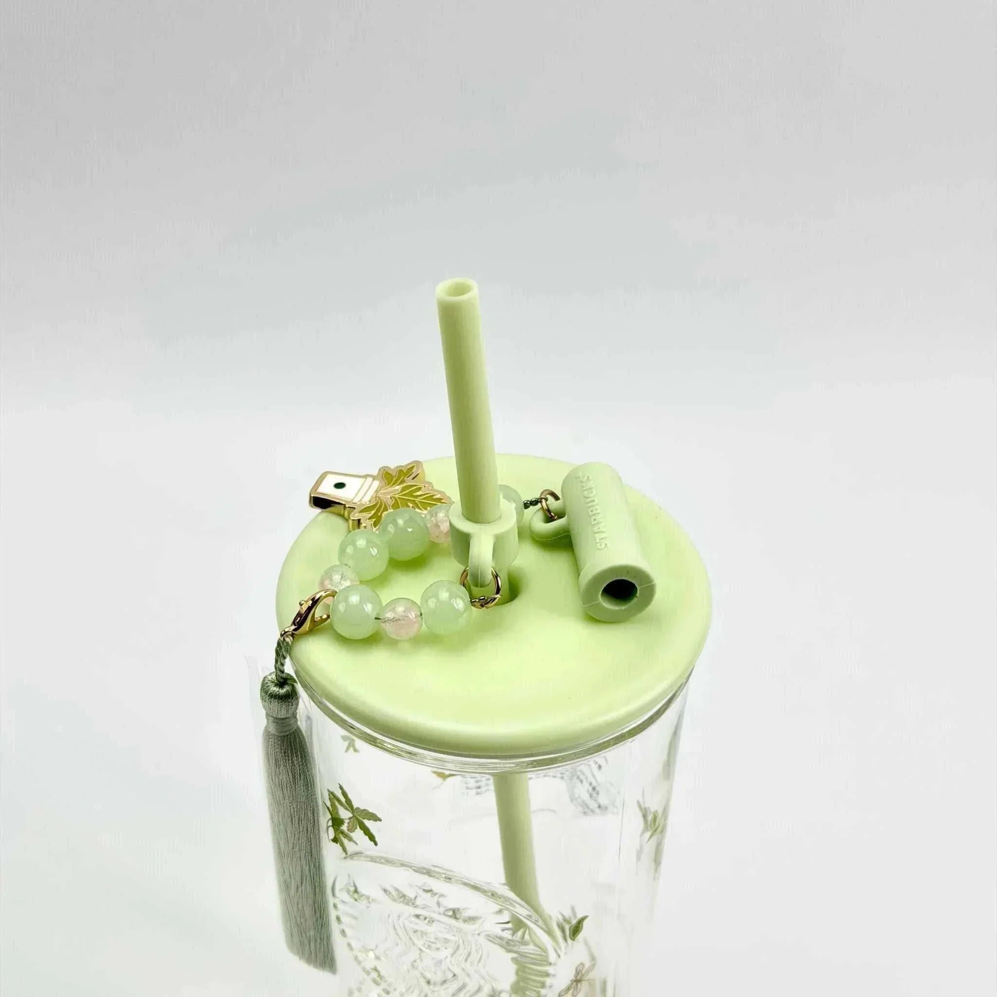 Starbucks 2026 spring pattern cup with triangular straw and stopper