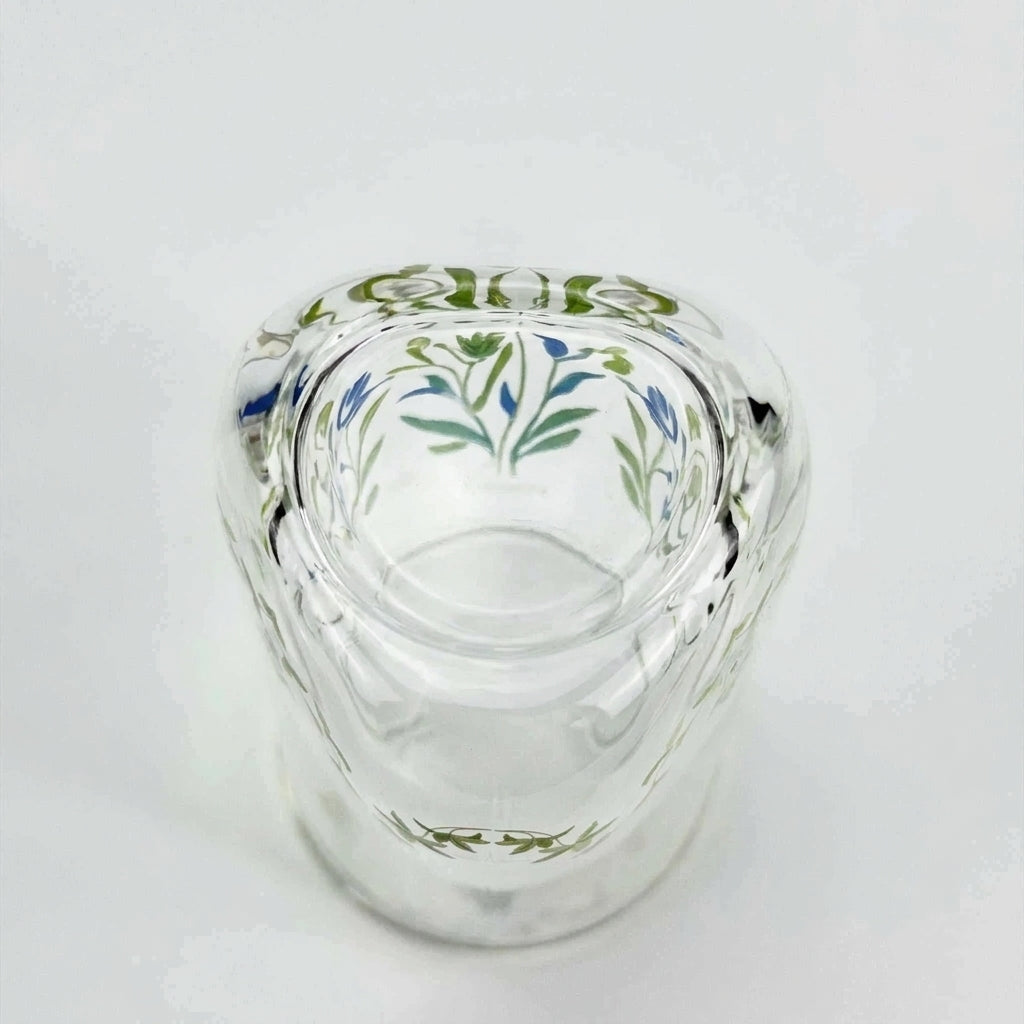 Starbucks glass tumbler with straw in the 2026 spring pattern design