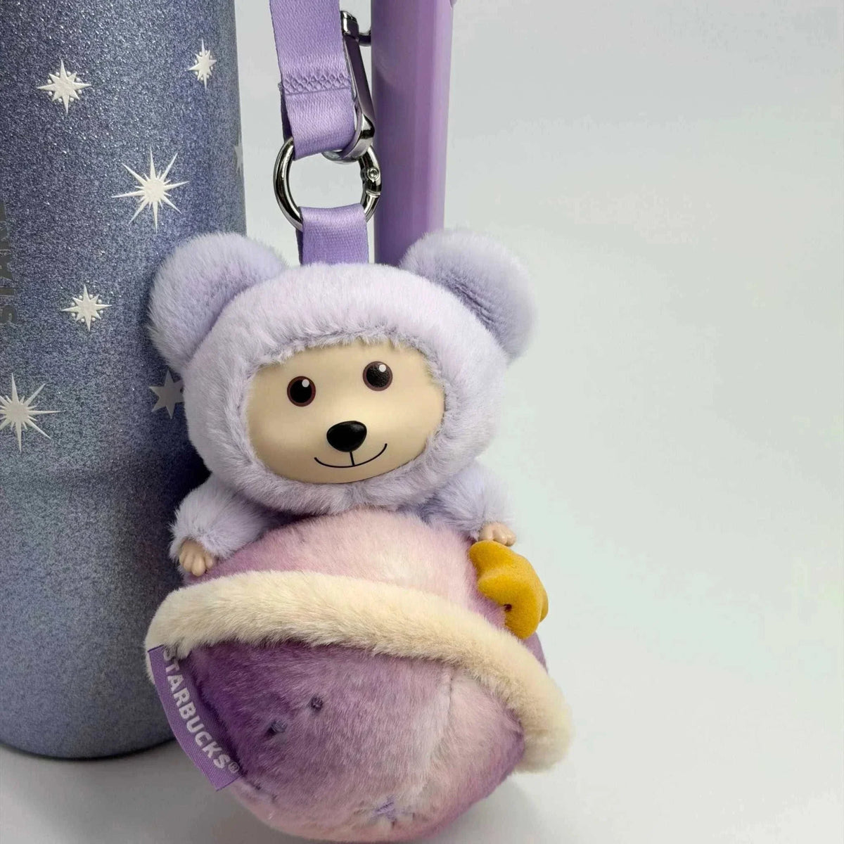 Starbucks Purple Night Galaxy 2026 large stainless steel cup with bear pendant