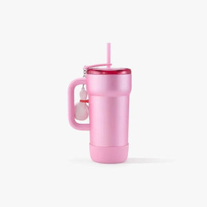 Starbucks pink stainless steel tumbler with 3D duck charm and ergonomic handle
