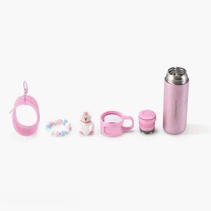 Starbucks pink stainless steel water bottle with charm and glitter finish