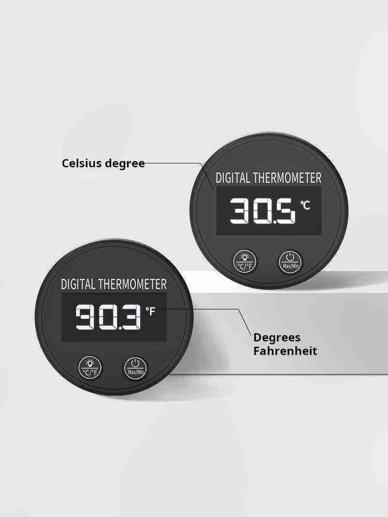 Digital coffee thermometer display showing temperature in Celsius and Fahrenheit with precise and instant readings.