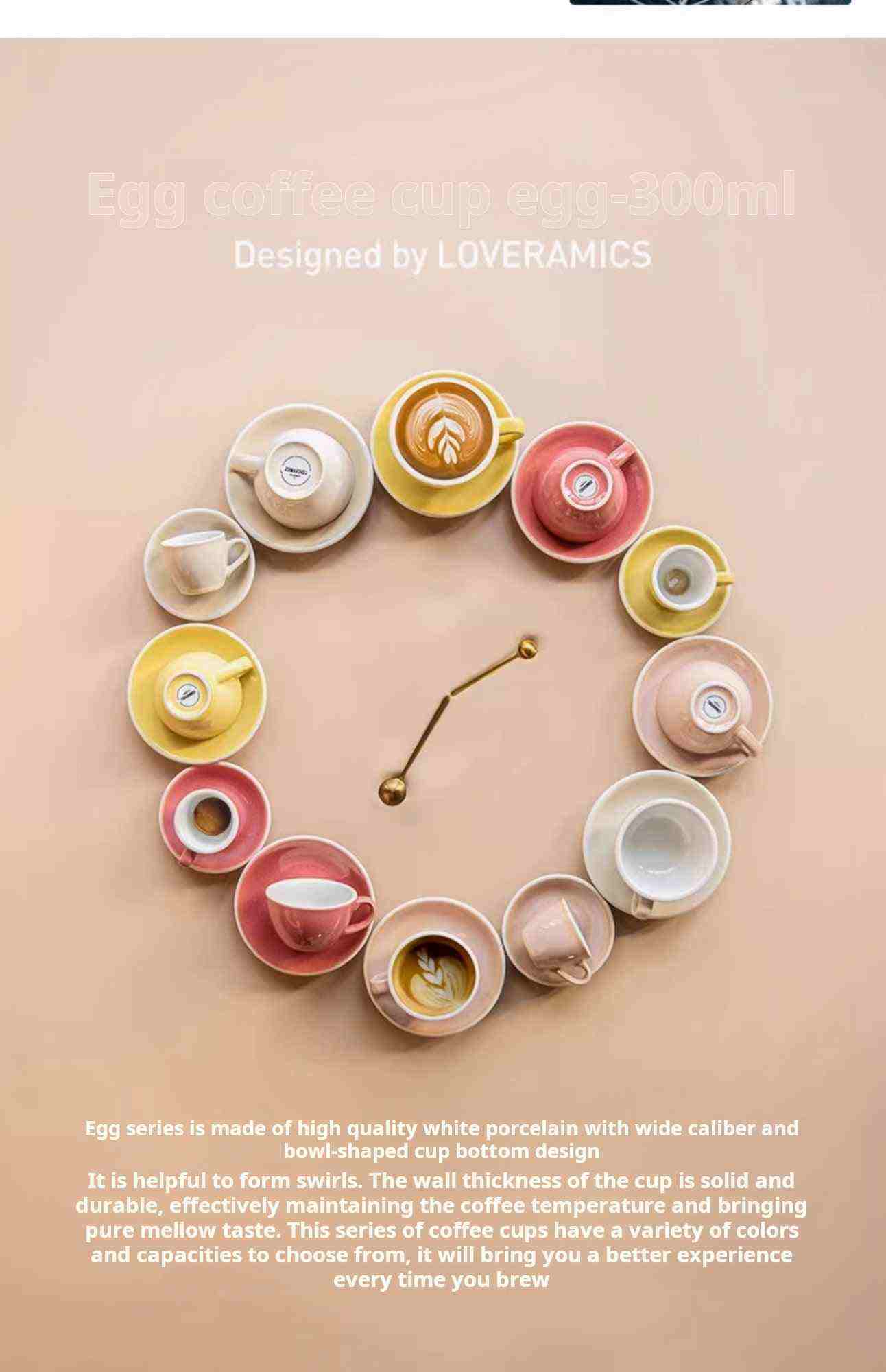 Loveramics Etoile Edition egg-shaped latte cup with floral design and matching saucer