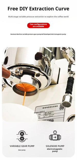 WENDOUGEE DATA S professional dual boiler espresso machine with touchscreen and smart IoT connectivity