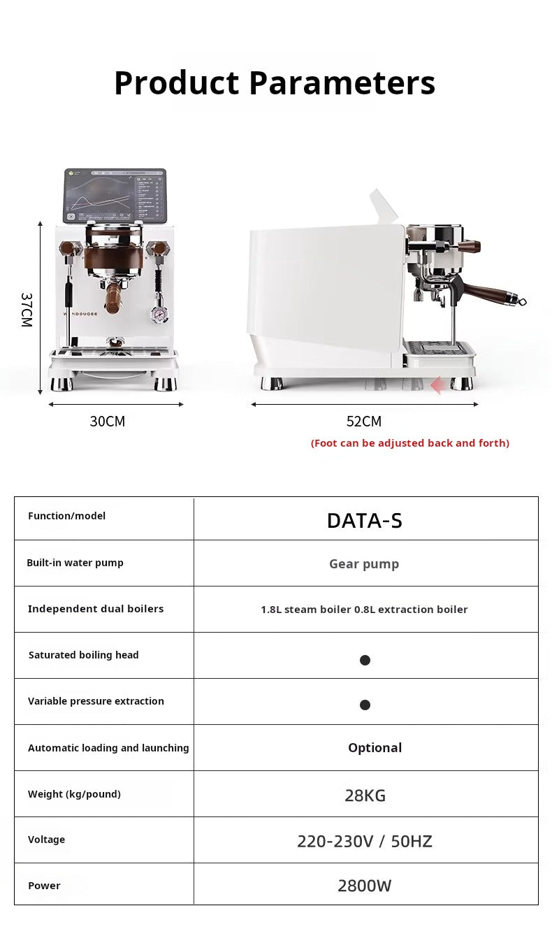 WENDOUGEE DATA S professional dual boiler espresso machine with smart pressure profiling and IoT connectivity