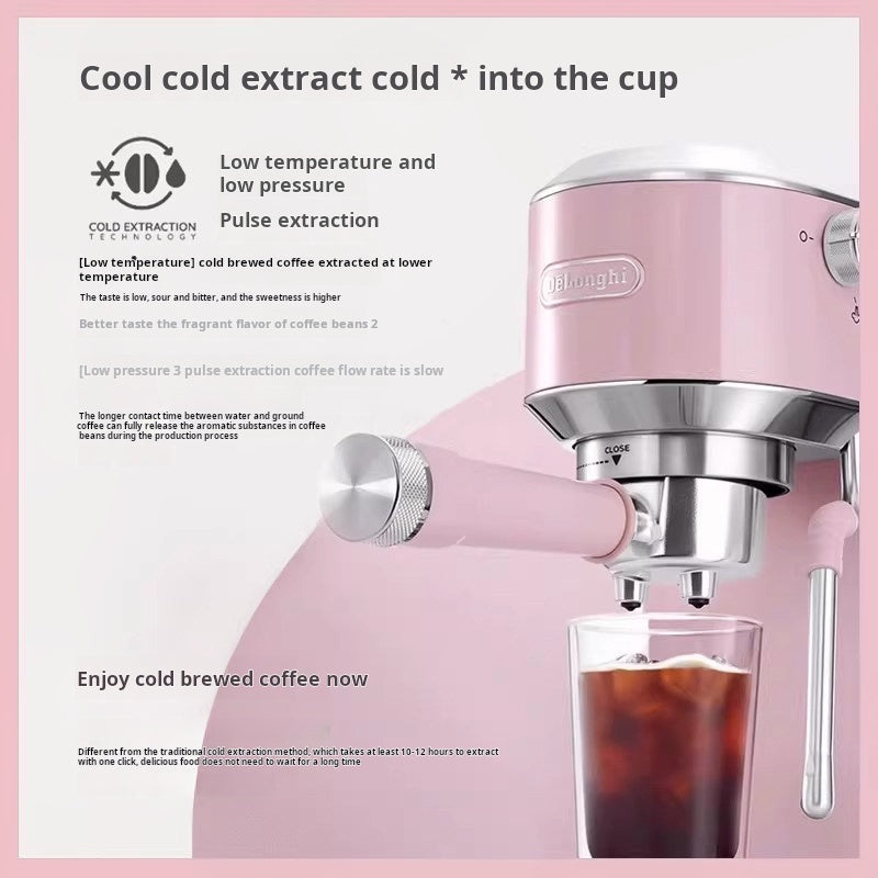 delonghi EC890 semi-automatic stainless steel coffee machine for espresso and cold brew at home