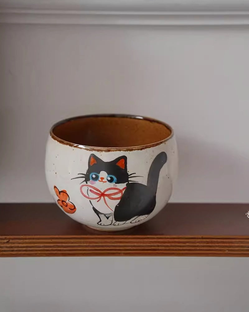 Jingdezhen hand-painted underglaze color cute cat pig mouth cup coffee latte art cup afternoon tea hand cup teacup gift