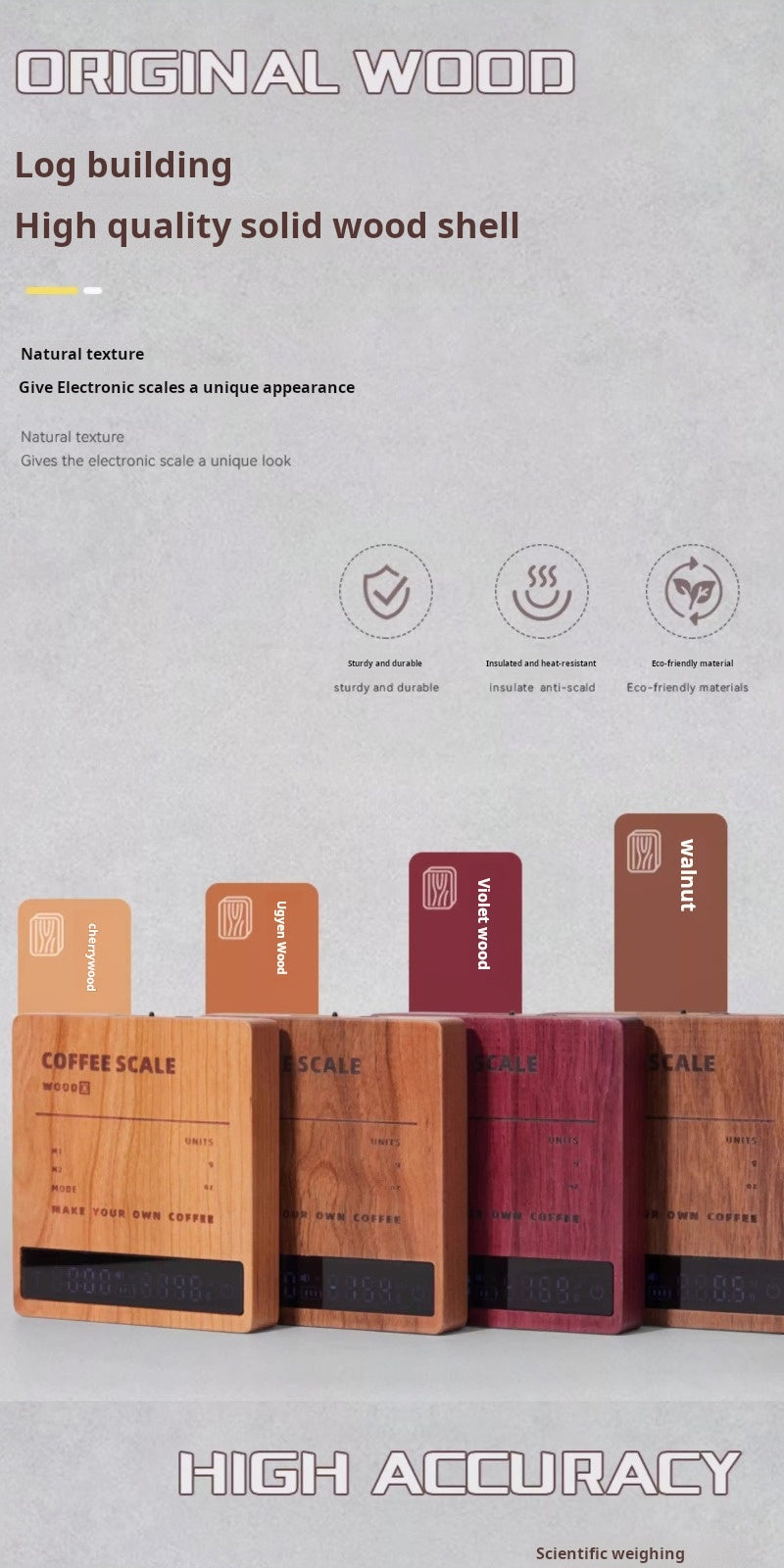 MUVNA Professional Solid Wood Coffee Scale