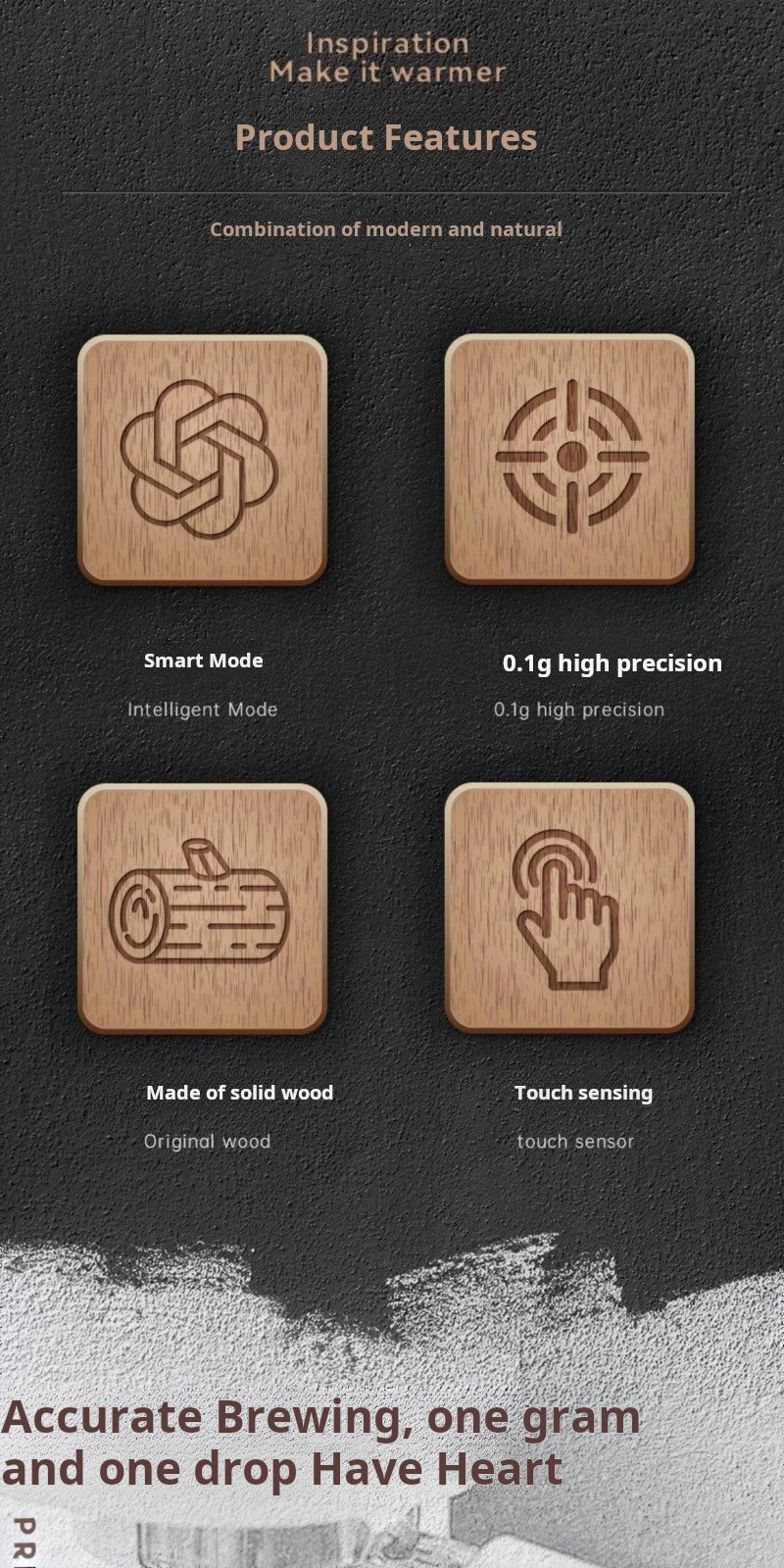 MUVNA Professional Solid Wood Coffee Scale