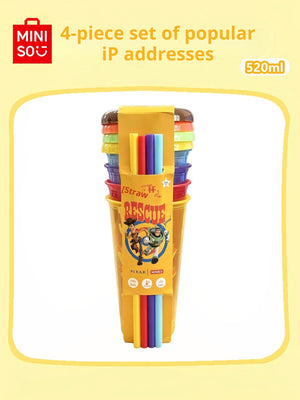 MINISO Disney Toy Story Series Straw Cups, Plastic Cups, Portable Cups, 4-Piece Summer Set