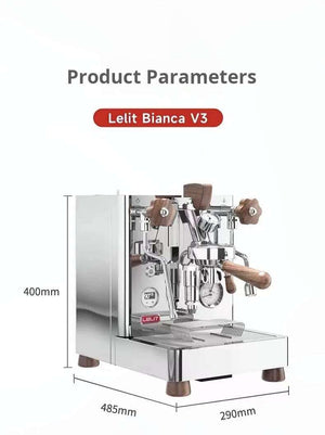 LELIT Bianca V3 commercial espresso machine with dual boilers and wooden accents