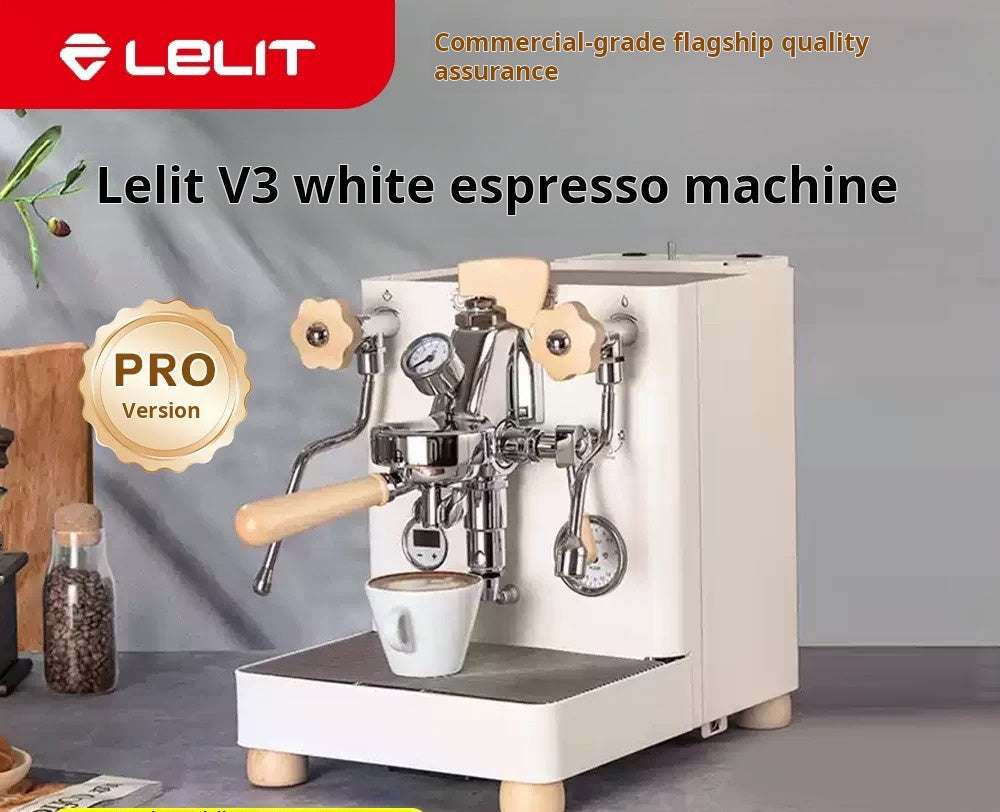 LELIT Bianca V3 commercial espresso machine with dual boilers and wooden accents