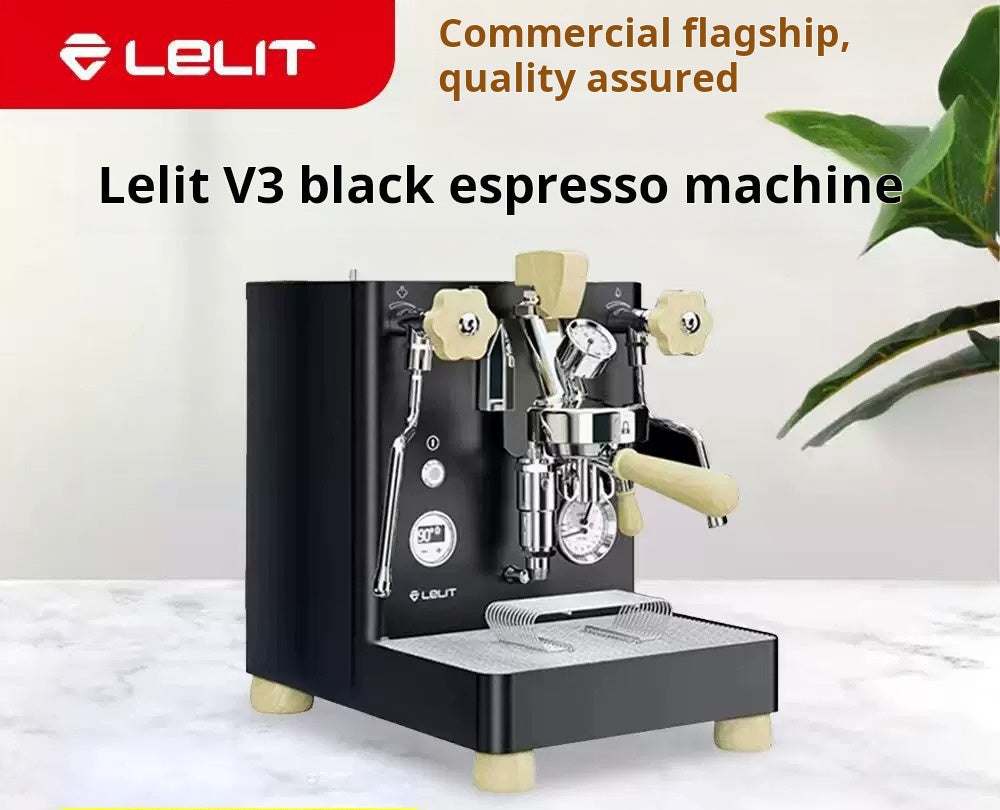 LELIT Bianca V3 commercial espresso machine with dual boilers and wooden accents