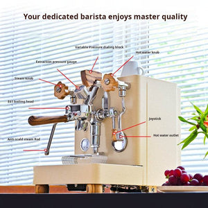 LELIT Bianca V3 commercial espresso machine with dual boilers and wooden accents