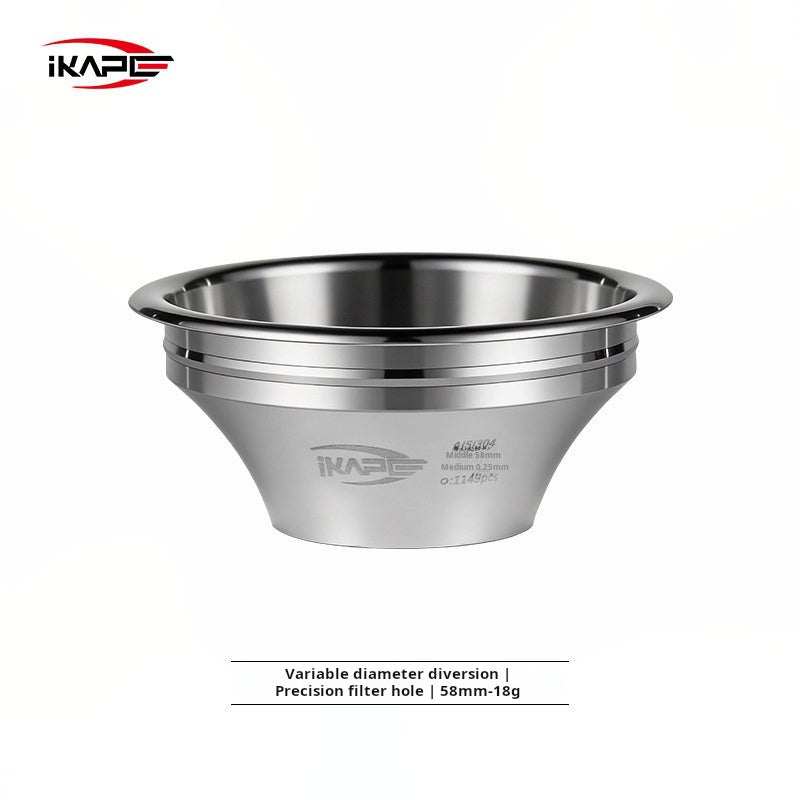 IKAPE stainless steel precision espresso filter basket with laser-cut micro holes and polished finish