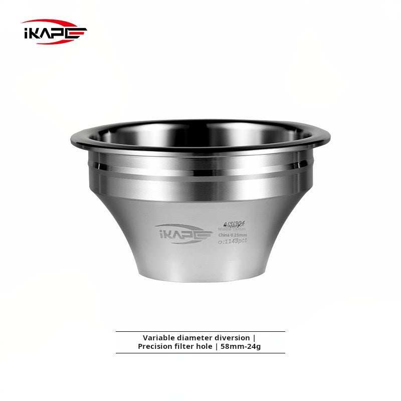 IKAPE Stainless Steel precision espresso filter basket with polished finish and laser-cut micro holes