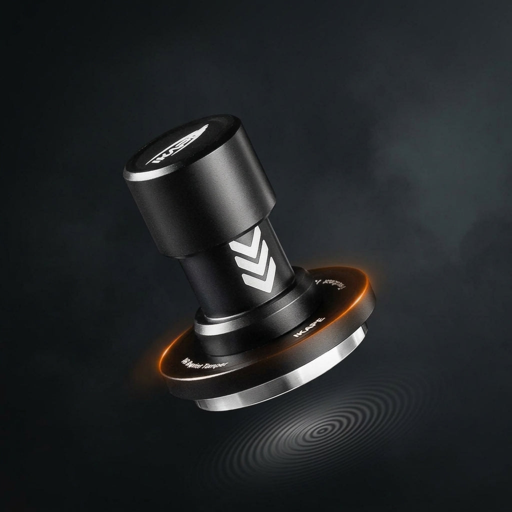 IKAPE impact espresso tamper ripple base with concentric ring pattern