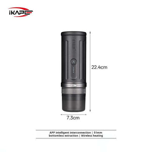 IKAPE smart wireless heating portable espresso maker with Bluetooth app control and bottomless basket design