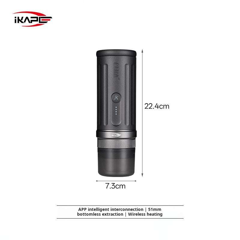IKAPE smart wireless heating portable espresso maker with Bluetooth app control and bottomless basket design
