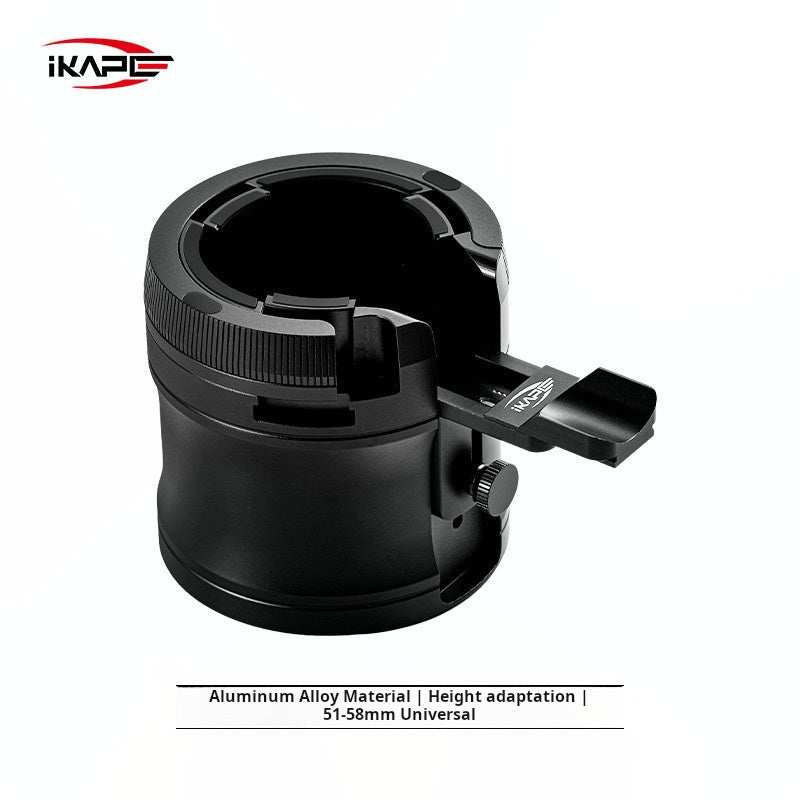 IKAPE Espresso Portafilter Holder universal tamping station in matte black with adjustable height knob