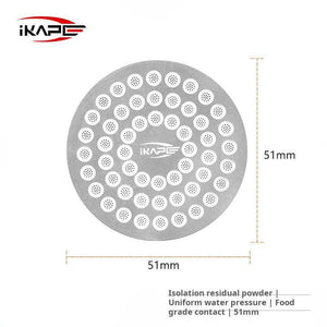 IKAPE stainless steel reusable espresso puck screen for uniform water distribution and clean espresso machine head