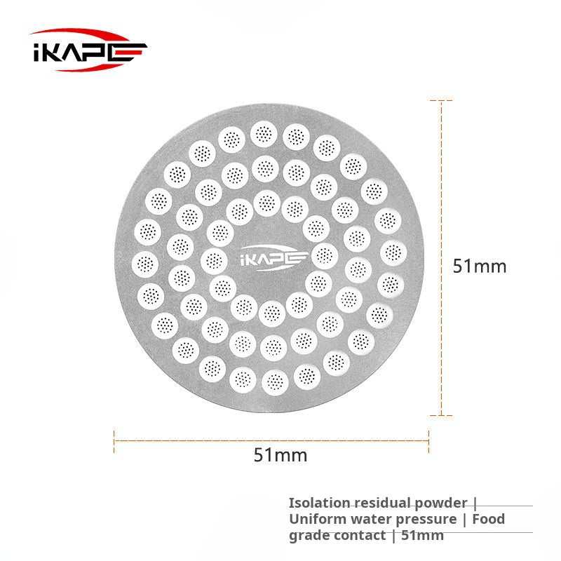 IKAPE stainless steel reusable espresso puck screen for uniform water distribution and clean espresso machine head