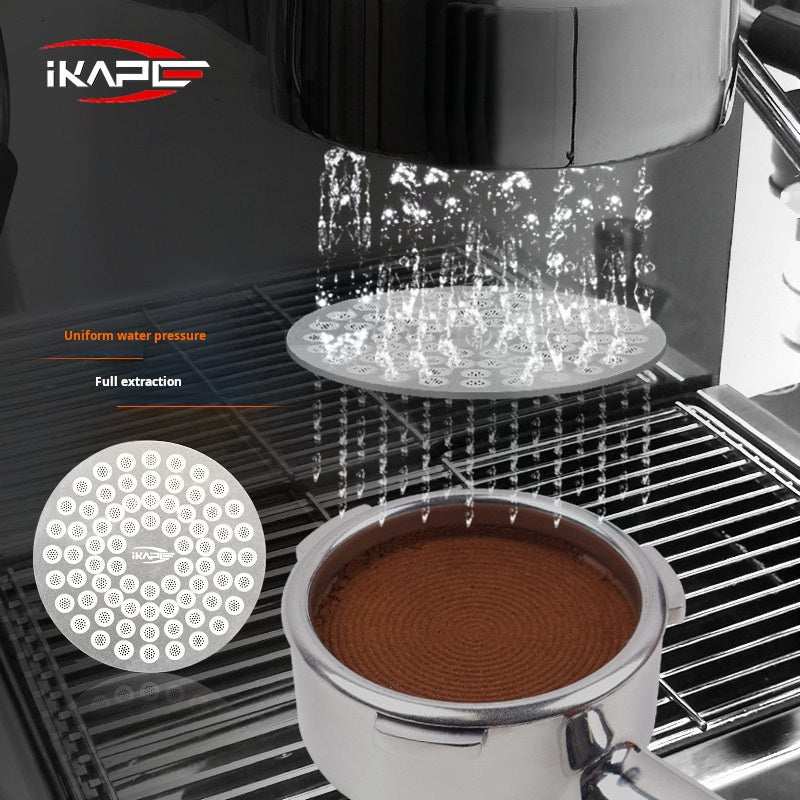 IKAPE Stainless Steel reusable espresso puck screen for uniform water distribution and machine cleanliness