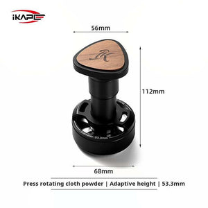 IKAPE Espresso Distributor rotary coffee leveler with wooden handle and stainless steel base