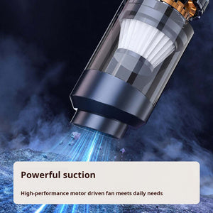 Wireless handheld coffee vacuum cleaner with brush and crevice attachments on desk