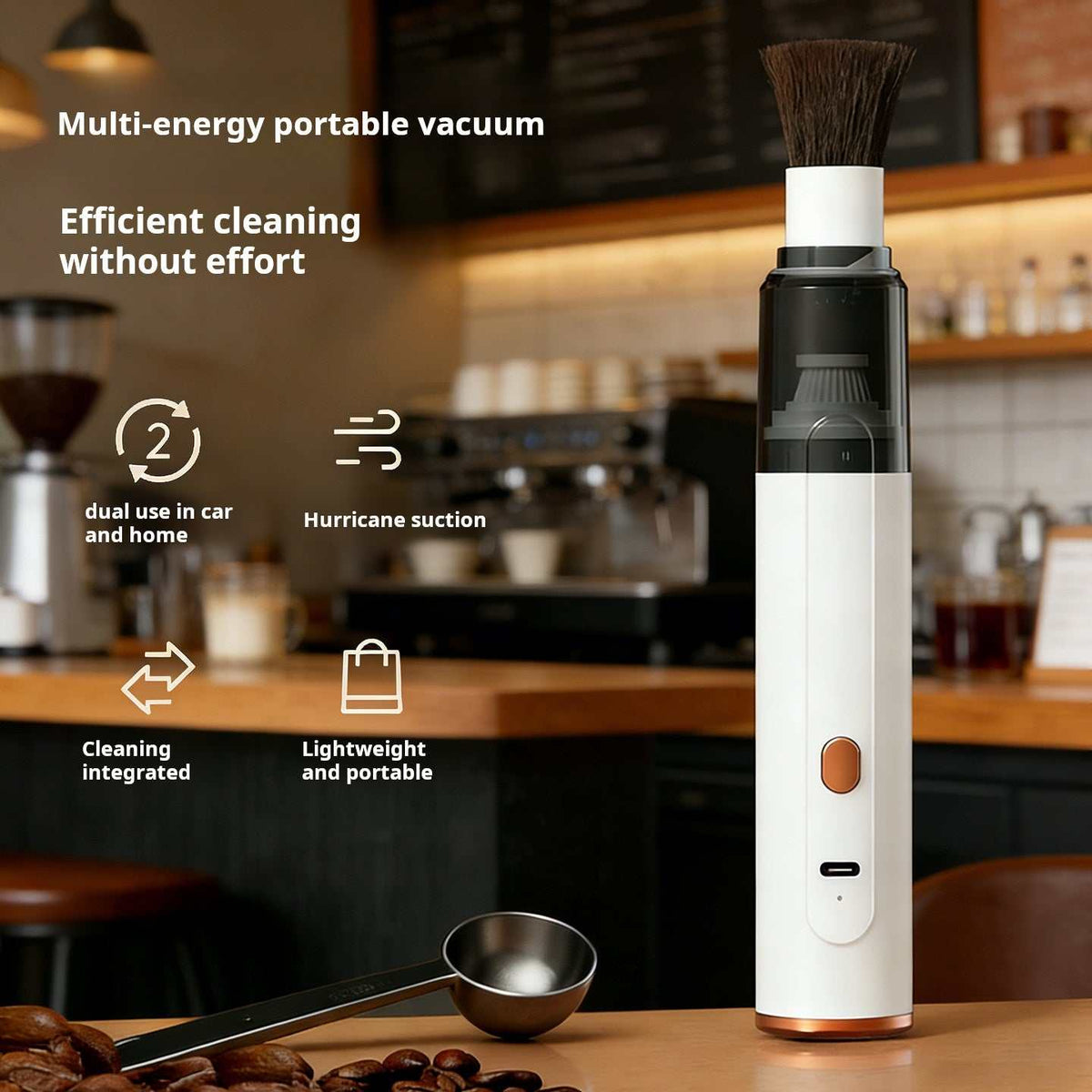 Wireless handheld coffee vacuum cleaner with attachments for desk cleaning
