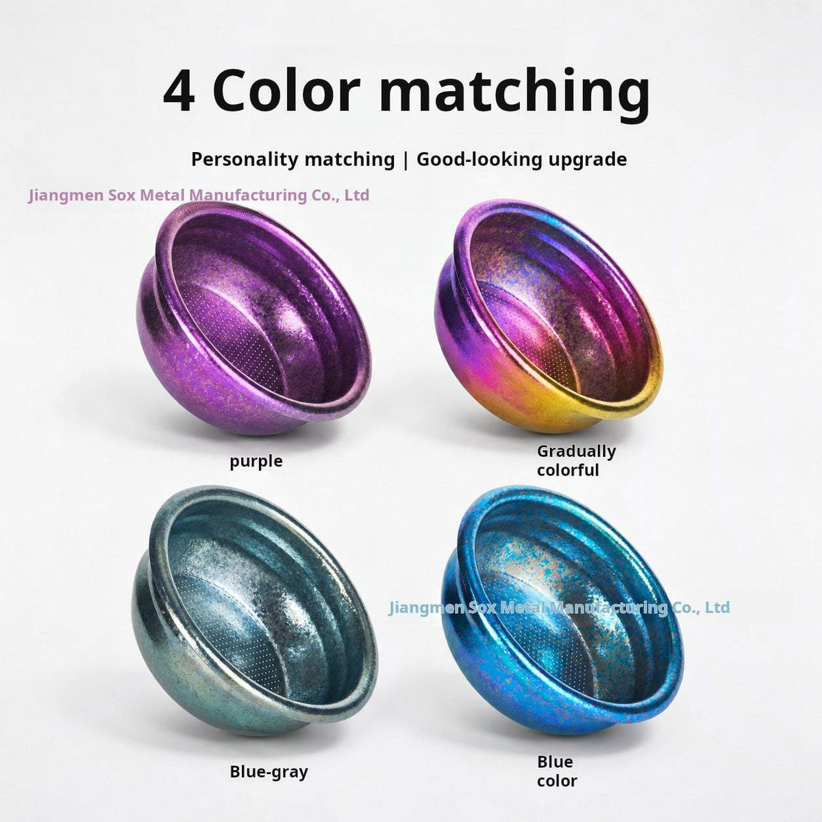Colorful pure titanium espresso filter basket with vibrant anodic oxidation finish