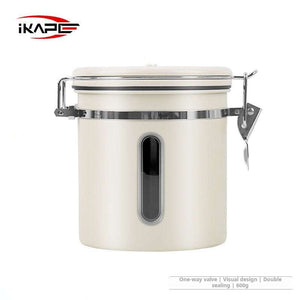IKAPE Stainless Steel airtight coffee canister with date tracker and stainless steel scoop