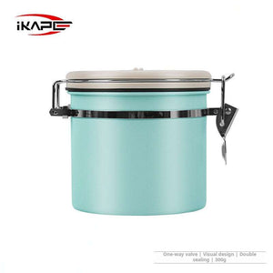 IKAPE Stainless Steel airtight coffee canister with date tracker wheel and viewing window