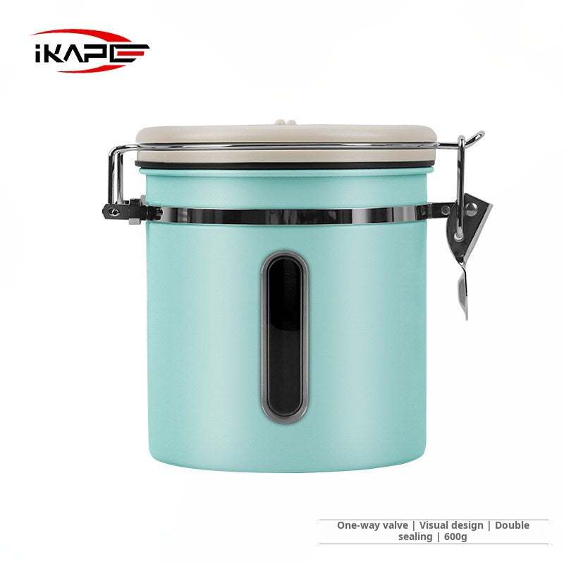 IKAPE stainless steel airtight coffee canister with date tracker and clear window