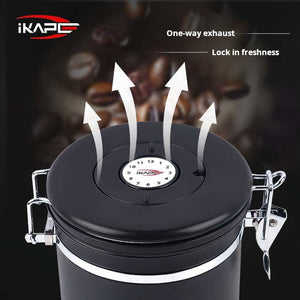 IKAPE Stainless Steel Airtight Coffee Canister with Date Tracker and Viewing Window