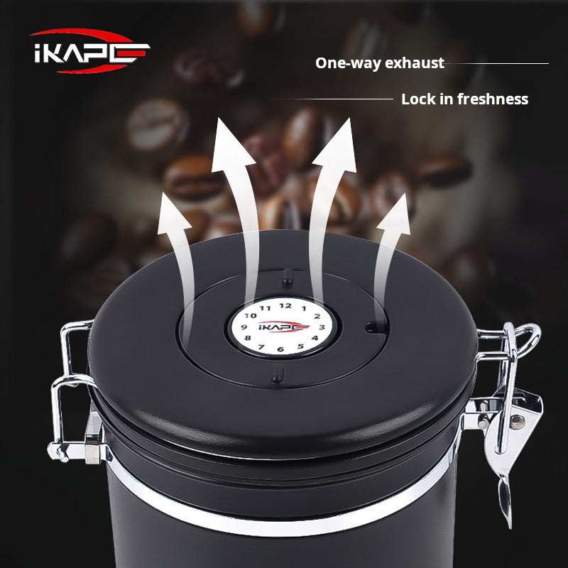 IKAPE Stainless Steel Airtight Coffee Canister with Date Tracker and Viewing Window