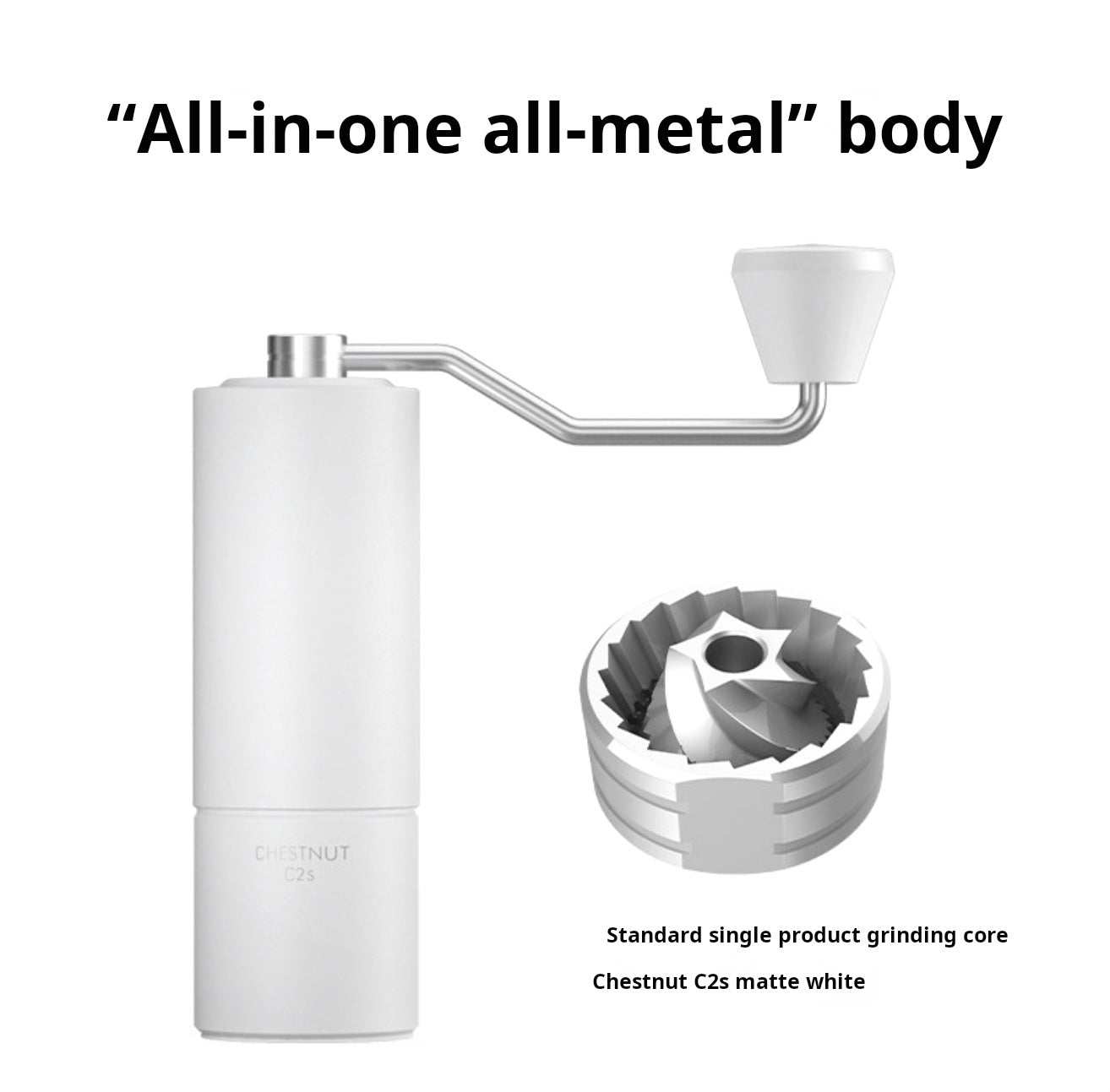 Manual coffee grinder with stainless steel burr and ergonomic grip for precise grinding