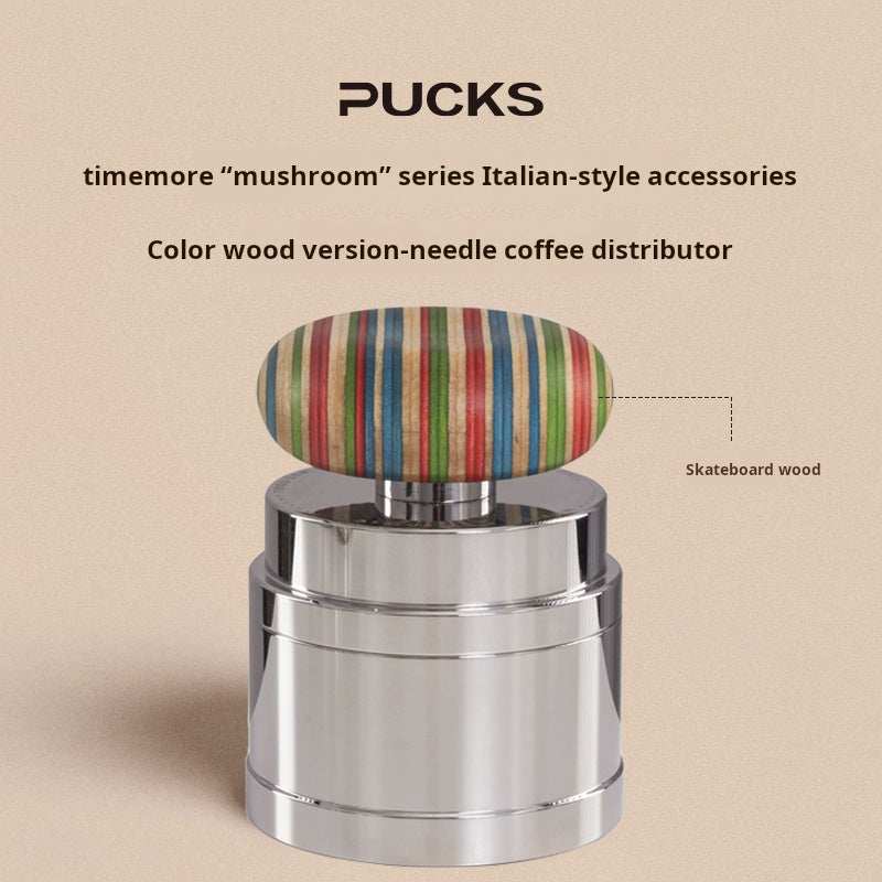Timemore Wooden Espresso Tamper and Distributor Set with wooden handles and stainless steel bases for precision espresso extraction