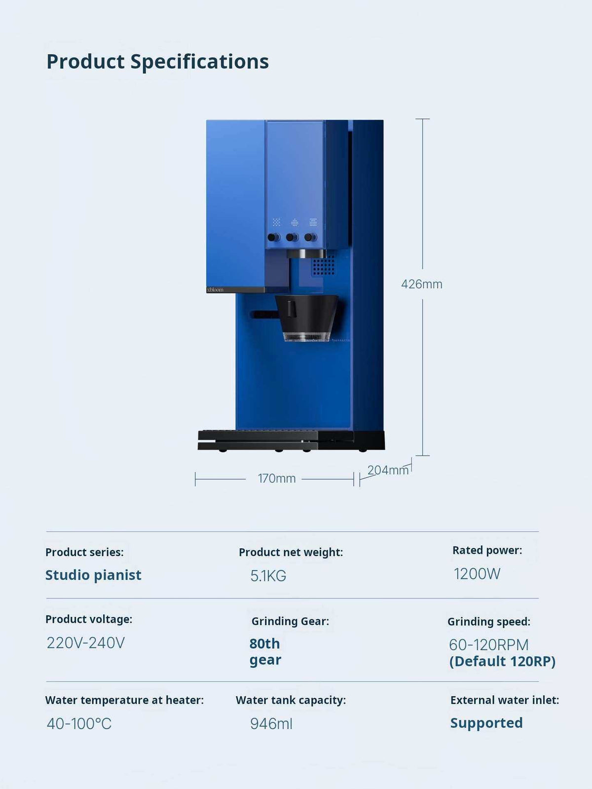 xBloom Studio specifications and dimensions photo