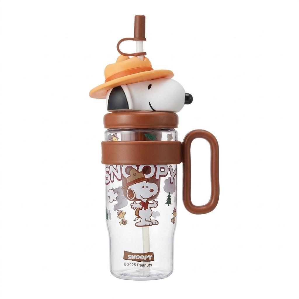Snoopy water bottle with straw lid, tea filter and carry handle