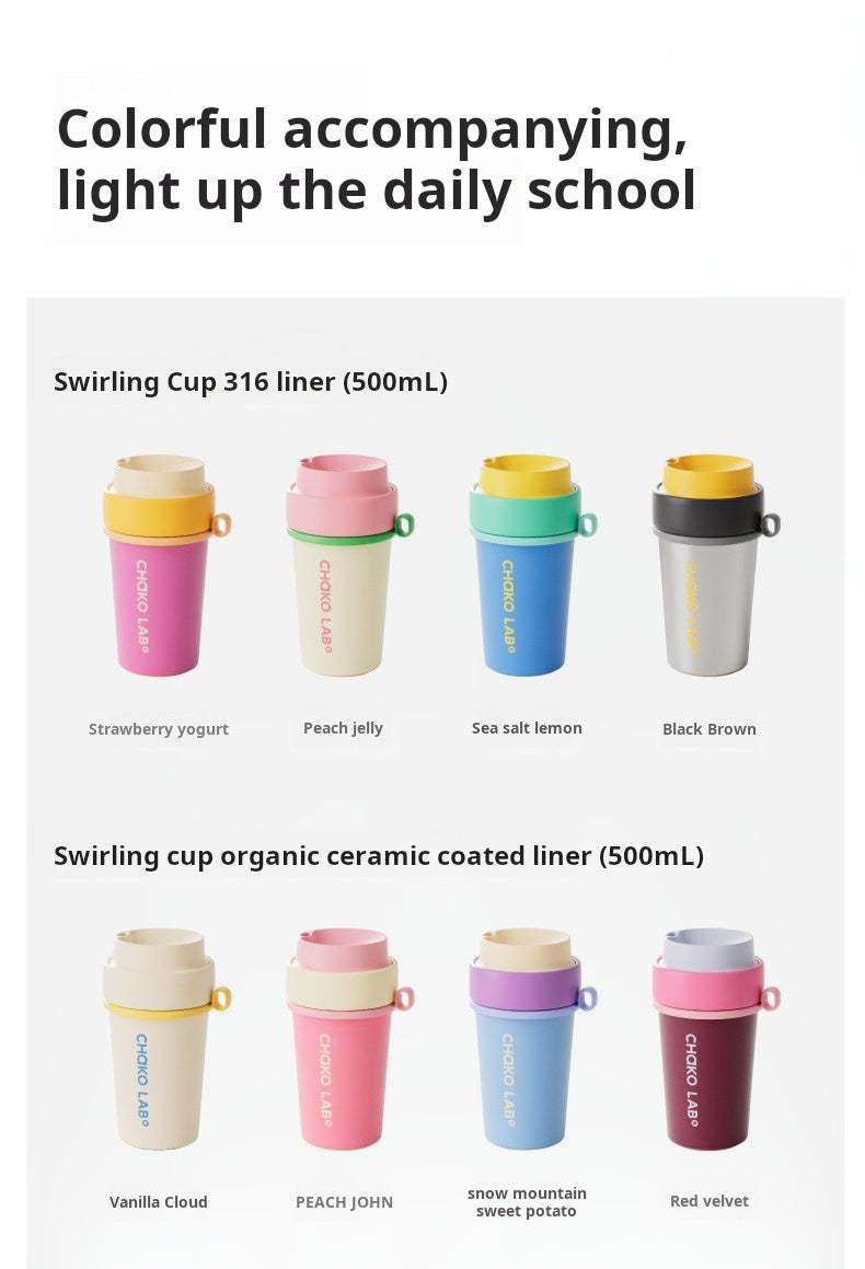 HEXU Insulated Tumbler 500ml - 8 Ceramic & Stainless Steel Colors with Straw